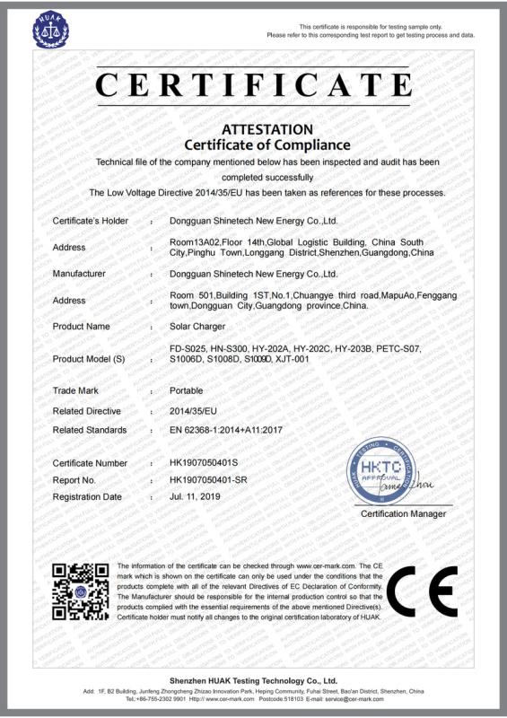 CE - Dongguan Shinetech New Energy Co.,Ltd.