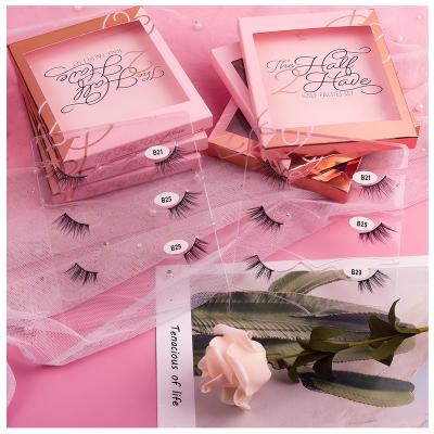 China Natural Handmade Mink Long Stripe Lashes Short Corner 3d Half Mink Half False Eyelash Small Eyelash Type for sale