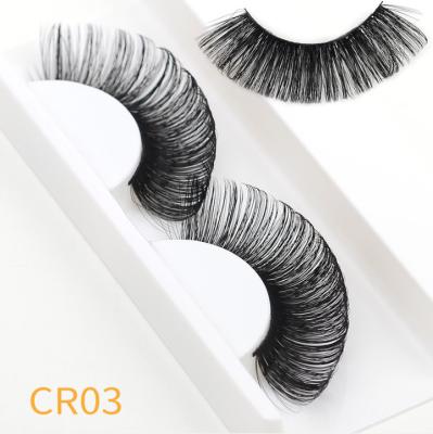 China Wholesale Natural Long D Curl False Natural Mink Russian Strip Lashes Deep Eyelash Curl Volume Russian Mink Strip Lashes D Curl Strip Eyelash for sale