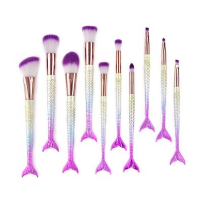 China Flat Sweep Makeup Mermaid 11Pcs 2021 High Quality Brush Set Makeup Brush Set for sale