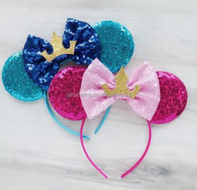 China Girls Hair Decoration Women Girls Party Hair Shiny Circles Ear Decoration Hair Accessories Sequin Mouse Ears Hairband Cute Cartoon Bling Bow Headband for sale