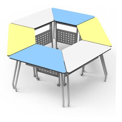 China Modern adjustable school triangle combinationtable for study, combination stable with wheel for sale