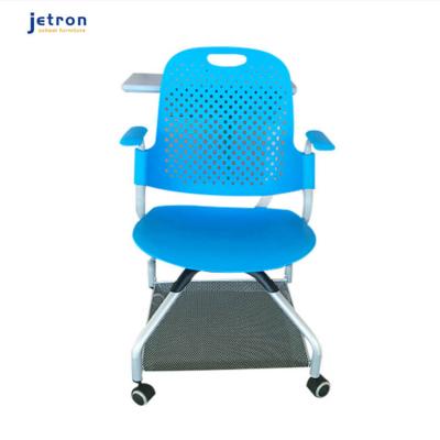 China Modern Widely Used Plastic Folderbl Chair Writing Board School Forming Plastic Chair With Notepad for sale