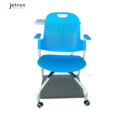 China Modern Widely Used Plastic Folderbl Chair Writing Board School Forming Plastic Chair With Notepad for sale