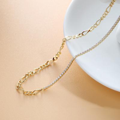 China TRENDY Gold Plated Custom Necklace Chain 925 Sterling Silver Cubic Zirconia Necklace for sale