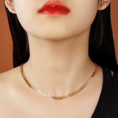 China TRENDY Chunky 18k Gold Plated 925 Sterling Silver Necklace Jewelry 4mm Cuban Gold Layered Chain Necklace for sale