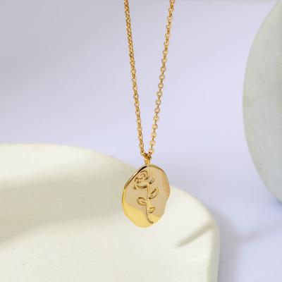 China TRENDY Customized Rose Flower Pendant Necklace Gold Plated 925 Sterling Silver Necklace Jewelry in Bulk for sale