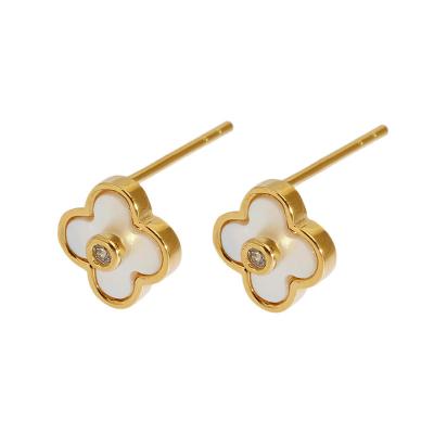 China TRENDY 2023 New 18k Gold Plated Sterling Silver 925 Earrings Four Leaf Clover Earrings Women for sale