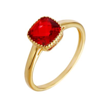 China TRENDY Red Zircon Rings Jewelry Women Fashion Gold Plated 925 Sterling Silver Rings for sale