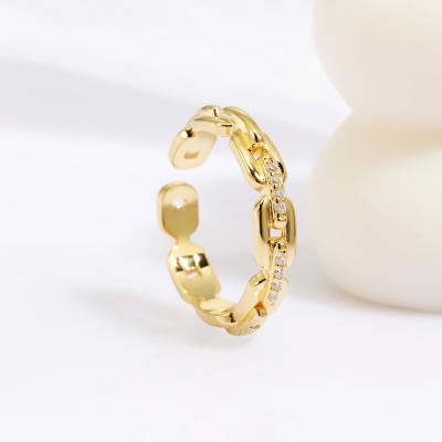 China TRENDY 18k Gold Plated Fine Jewelry Rings Adjustable Finger 925 Silver Ring For Women for sale