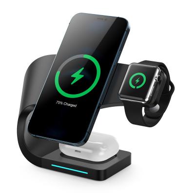 China Charge 4 Devices Fast At The Same Time Wireless Charging Dock For iPhone 12 For Apple Watch 4 In 1 Holder Magnetic Wireless Charger Adapter for sale