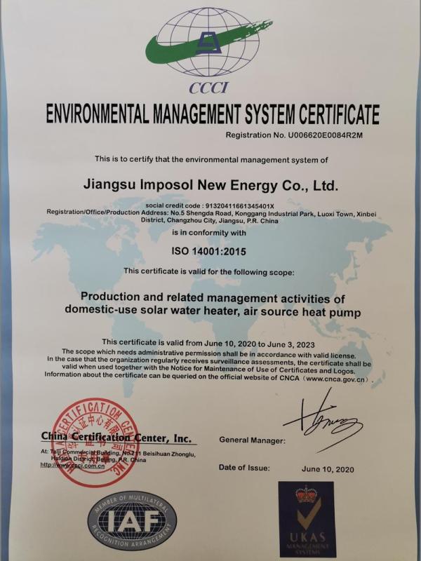 ISO14001 - Jiangsu Imposol New Energy Co., Ltd.