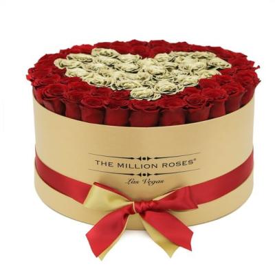 China Recycled Materials Luxury Custom Color Print Round Flower Box With Logo Gold Stamping Logo for sale