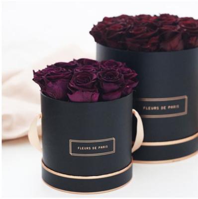 China Recycled Materials Custom Luxury Black Flower Box Packaging With Logo for sale