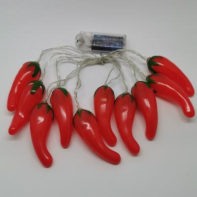 China Red Holiday 10 Set Party Light Chili Pepper Clustered Mini String Light Vegetable Lights LED Kitchen String Lights for sale