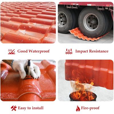 China Heat Resistance Sound Insulation China Factory Colored FireproofPlastic Coated Roofing Tiles Roofing Tile Resin For Classic Country for sale