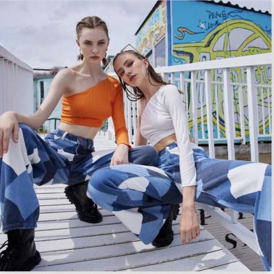 China Streetwear QUICK DRY Women's Bodycon Jeans Woman Fashion Patchwork Harajuku Pants Aesthetic Jeans For Women High Waisted Denim 90s Jeans for sale