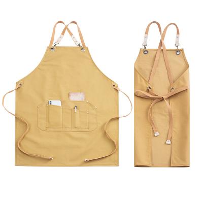 China Custom drink/food trend embroidery logo cafe worker cotton canvas apron for sale