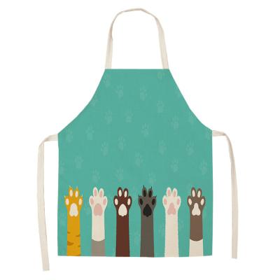 China Fashionable Make Digital Printed Logo Cotton Creative Cat Canvas Pattern Cooking Apron for sale