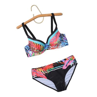 China Bandage Support QUICK DRY Sling Printed Slit Bikini Swimwear Set for sale