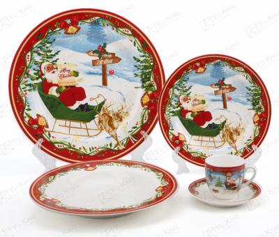 China Viable High Quality Bone China 30pcs Deep Plate Christmas Dinnerware China Dinner Set Service For 6 for sale