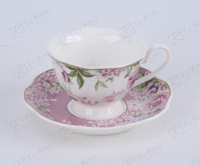 China Yuking Fine Viable Floral Ceramic Coffee Mug Bone China Tea And Coffee Cup Set Porcelain Tea Cups for sale