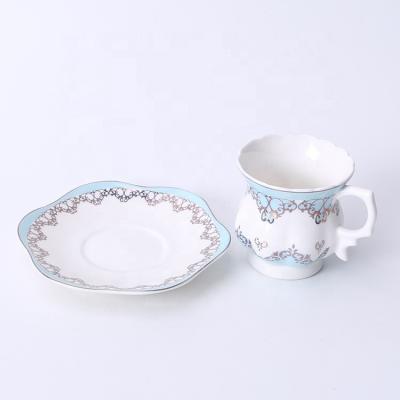 China Viable Home Tea Party Coffee Tea Cup Bone China Ceramic Cup And Saucer Set for sale