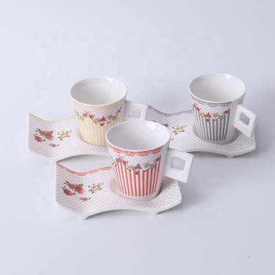 China Sustainable coffee cup and porcelain saucerset ware tea cup and saucer for sale