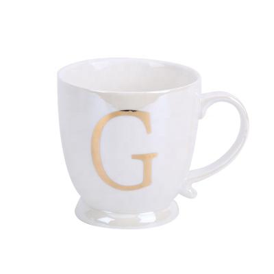 China Stocked Couple Custom Valentines Day Cup Gold Ceramic Letter Mug for sale