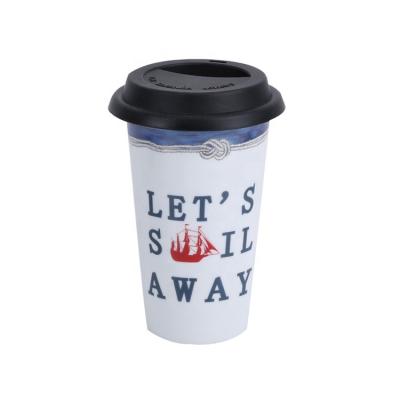 China New Arrival Custom Stocked Logo Silicone Lid Ceramic Coffee Travel Mug for Wholesale for sale