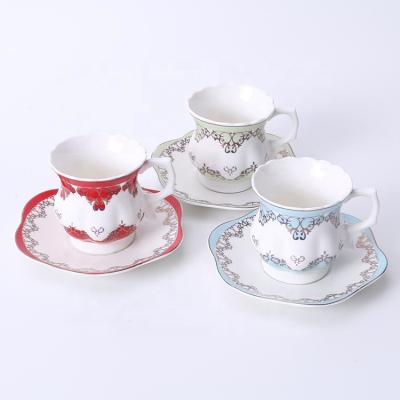 China Sustainable Bone China Tea Cup Sets With Saucer Porcelain Espresso Cup And Saucer for sale