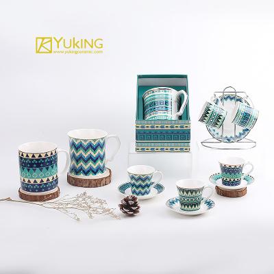 China Viable Supplier New Bone China Bone China Beauty Ceramic Tea Coffee Cups & Saucers Set for sale