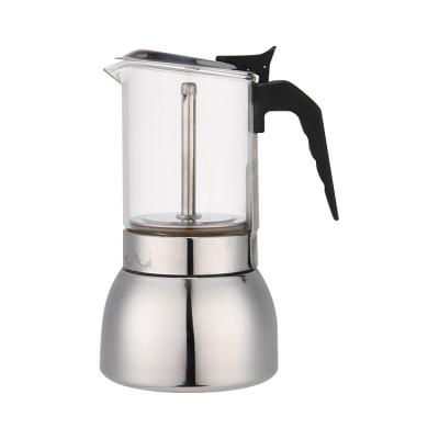 China WITH LID new design 6 cup pyrex stainless steel coffee Moka pot shrink glass coffee maker for sale