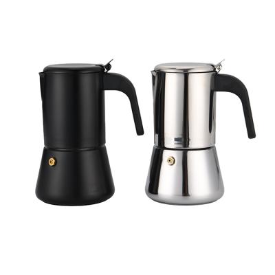 China WITH LID Widely Used Black Moka Pot New Style Espresso Machine Coffee Maker Stove for sale