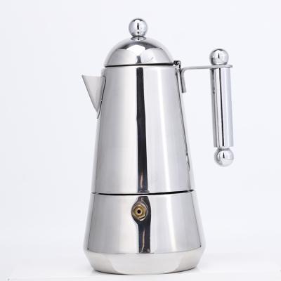 China 4 Cup Hotel Stainless Steel Mocha Pot Espresso Heat Sensitive Glass Coffee Maker for sale