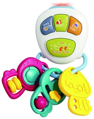 China ABS Music Lighting Baby Head Infant Teeth Lock Baby Rattle Early Educational Toy for sale