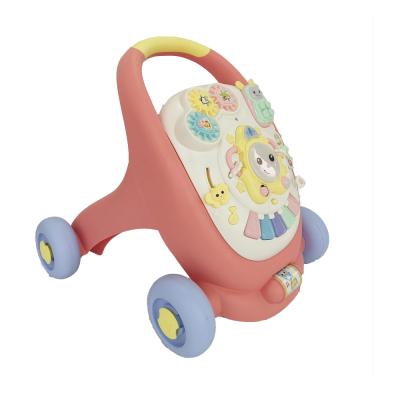 China New music pink color simple design baby walker multifunctional baby walker musical educational model for sale