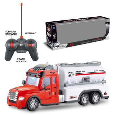 China 4 Channel Battery Operated Remote Control Car Gasoline Oil Tank 4CH Electric Truck Transporter RC Semi Truck and Trailer with Light and Sound for sale