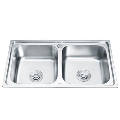 China High Quality Kitchen Sink 304 Stainless Steel Kitchen Faucet Best Price Best Price Polishing Basin Large Double Split Stretch for sale