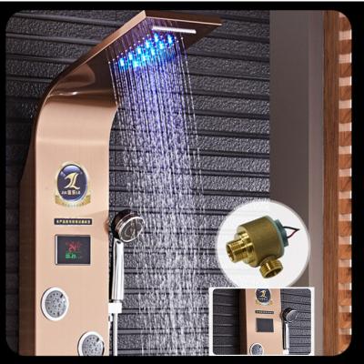 China Without Slide Bar Shower Panel Stainless Steel Digital Display Color Lamp LED Shower Constant Temperature Screen Shower Set 6 Function for sale