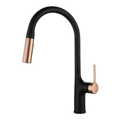 China Thermostatic Copper Brushed Gold New Product Faucets Hot And Cold Faucets Sink Sink Kitchen Pull-Down Faucet for sale