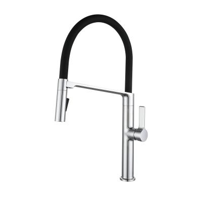 China Hot And Cold Copper Kitchen Sink Faucets Gray Thermostatic Swivel Hose Faucet Large Telescopic Style Pull Out Kitchen Faucet for sale