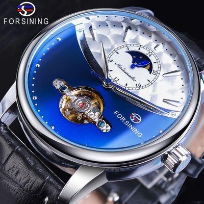 China Genuine Leather Watch Relogio Masculino Dropship 2022 Automatic Men Blue Moon Water Resistant ODM Phase Classic Mechanical Watches for sale