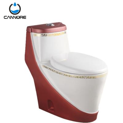 China Water Closet Ceramic One-Piece Floor Washdown Double-Flow Toilet Color Standing Toilet for sale