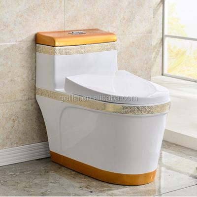 China Indian Bathroom Sanitary Ware Ceramic Color Double-flush Style One Piece Toilet for sale