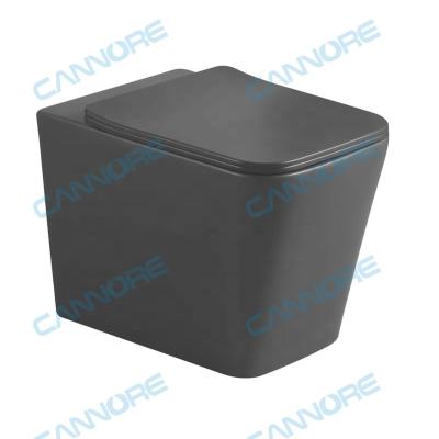 China Hidden Tank Chaozhou Factory Ware Matte Black Ceramic Floor Mounted WC Sanitary Toilet for sale