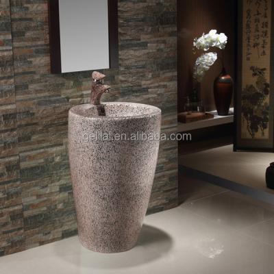 China Modern Desgin One Piece Floor Standing Washbasin Art Natural Stone Basin for sale