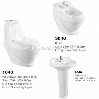 China Double-Flow Ceramic Bathroom Hand Basin Sink Ware Bathroom Sanitary Suit for sale