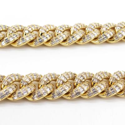 China New Sale Hiphop 18k Gold Plating Cuban Link Chain Iced Out Good Hop Cuban Chain Hip Jewelry Men for sale