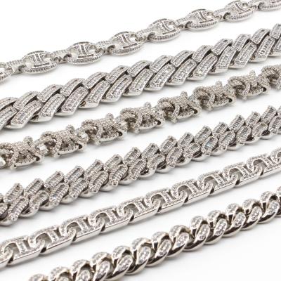 China Custom Sterling Silver Hiphop Link Chain Cuban Chain For Men's Hip Hop Moissanite Silver Jewelry for sale